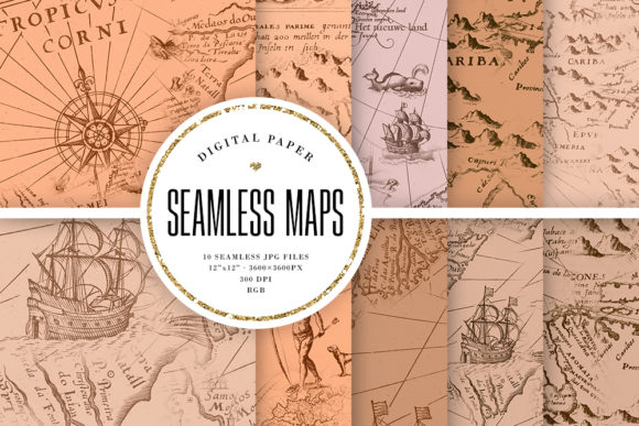 Beige Vintage Maps Seamless Patterns: A Timeless Design Resource for Creatives and Professionals