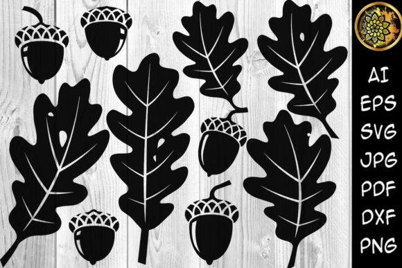 Christmas Acorn and Leaves Clipart