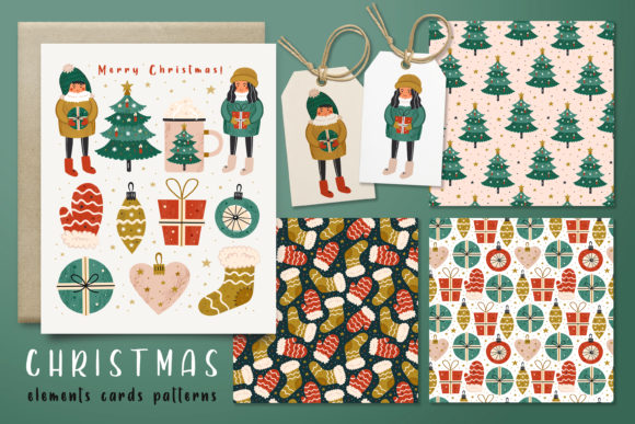Christmas Super Pack: Scandinavian Design Elements & Patterns