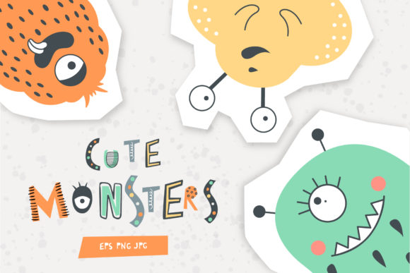 Create Magical Designs with the Cute Monsters Collection in Trendy Pastel Colors