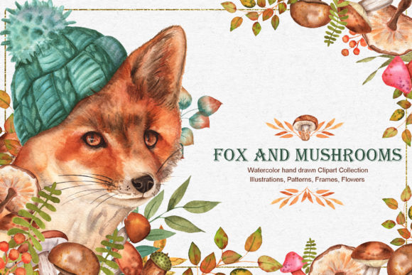 Fox and Mushrooms Watercolor Set: A Versatile Collection for Creative Projects