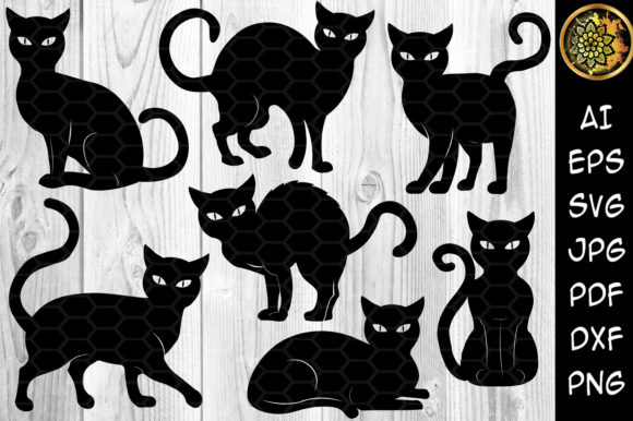 Halloween Cat Silhouette Clipart Set for Creative DIY Projects