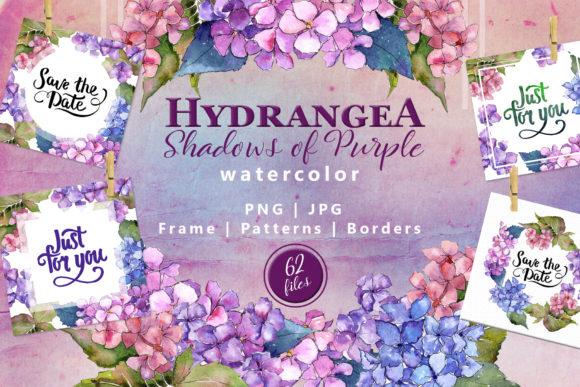 Hydrangea Watercolor Flower Set