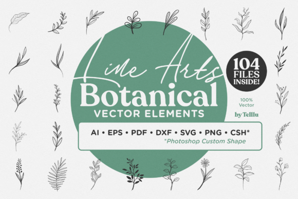 Line Art Botanical Vector Elements for Creative Professionals