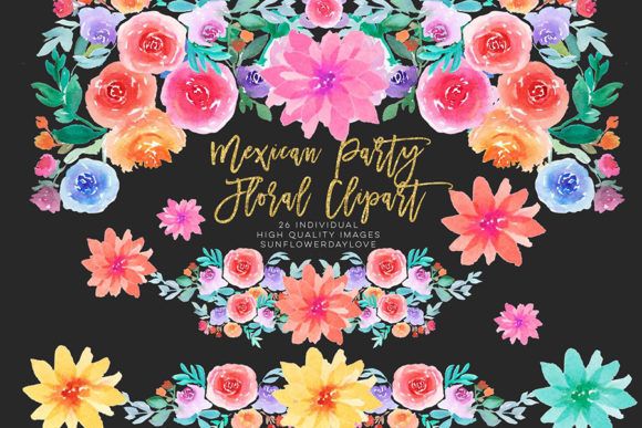 Mexican Fiesta Flower Watercolor Clipart: A Creative Resource for Every Project