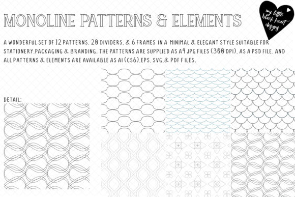 Monoline Patterns Elements: Minimal Design Resources for Branding and Stationery
