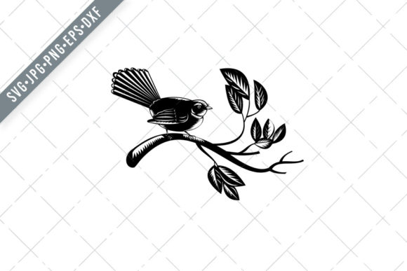 New Zealand Fantail Bird: The Pīwakawaka and Its Timeless Retro Woodcut Illustration
