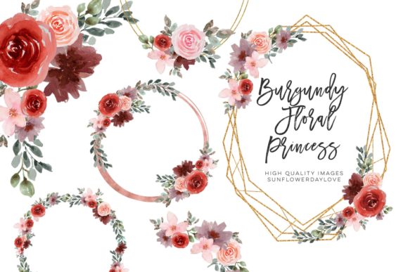 Watercolor Flower Frame Clipart for Weddings