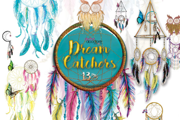 Whimsical Watercolor Dreamcatchers: Bold, Vibrant Hand Painted Digital Art for Every Creative Project